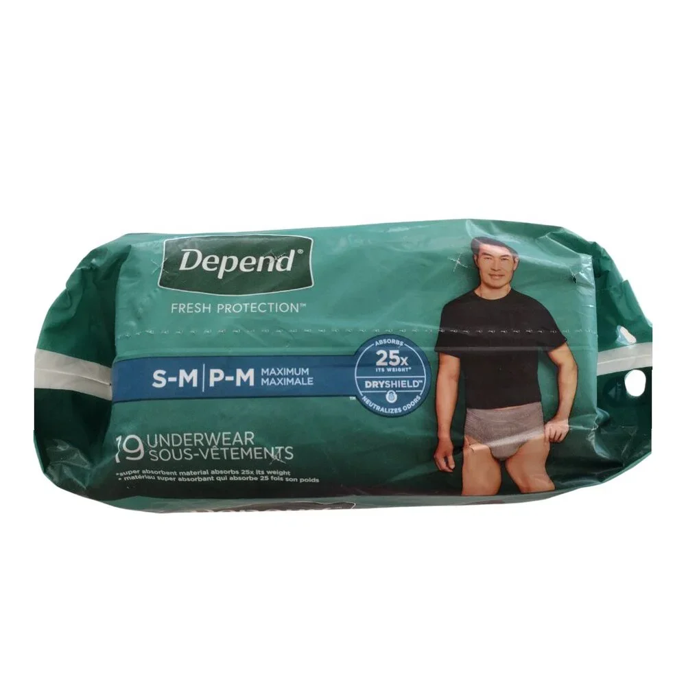 Depend Fresh Protection Adult Incontinence Underwear for Men S-M 18 Count, Grey